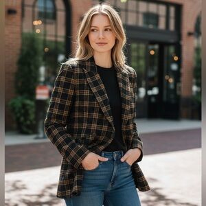 Veronica Beard Oria Brown Plaid Dickey Jacket Size 4